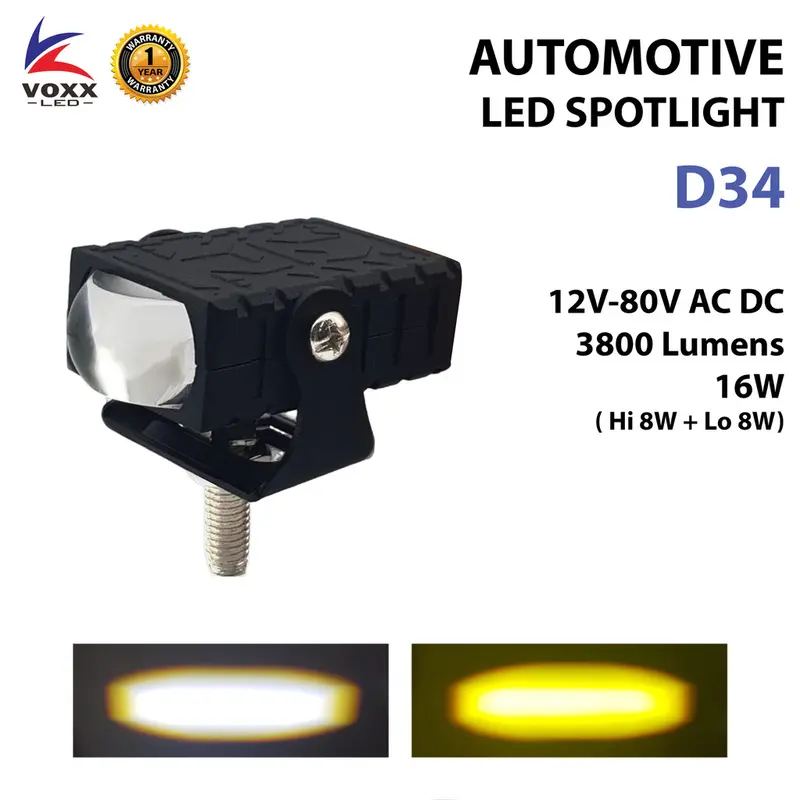 VOXX D34 Lampu LED Tembak Sorot Grill Mobil Motor D2 Slim Mini Laser Gun Kotak 16W 80V 0