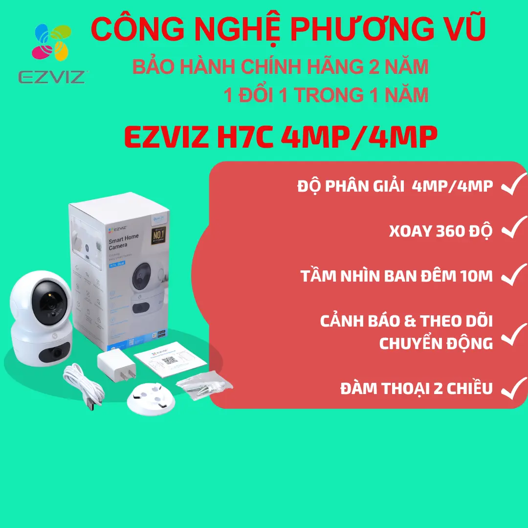 Camera TRONG NHÀ (2 MẮT) WiFi ống kính kép EZVIZ H7C (4MP+4MP)