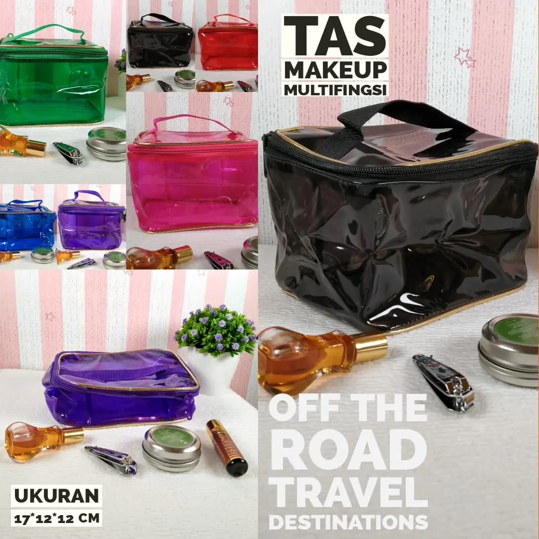 Tas Make Up kotak transparan Makeup Organizer  Multifingsi Tas Makeup Wanita/ Dompet Tempat Make Up/ Tas Makeup Wanita plastik