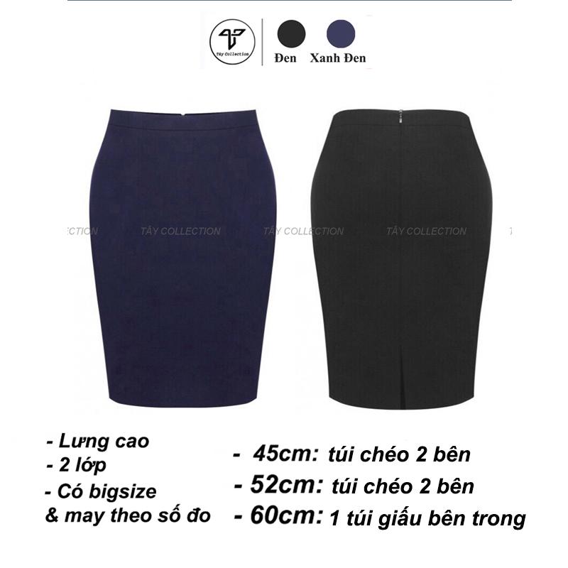 Chân váy công sở 2 lớp co giãn ít, chân váy bút chì thiết kế form chuẩn vải đẹp có bigsize nhiều loại chiều dài