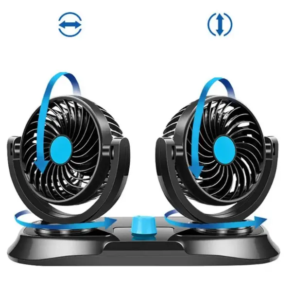 Kipas Mobil Ganda 12V/24V Double Fan Car Port 12V