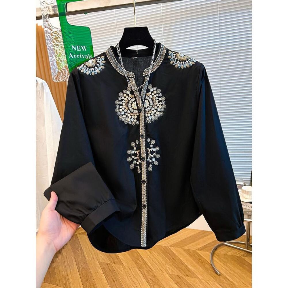 PO60 FADFAD Atasan Kemeja Pakaian Wanita Kerah V-Neck Detail Baru Bergaya Elegan