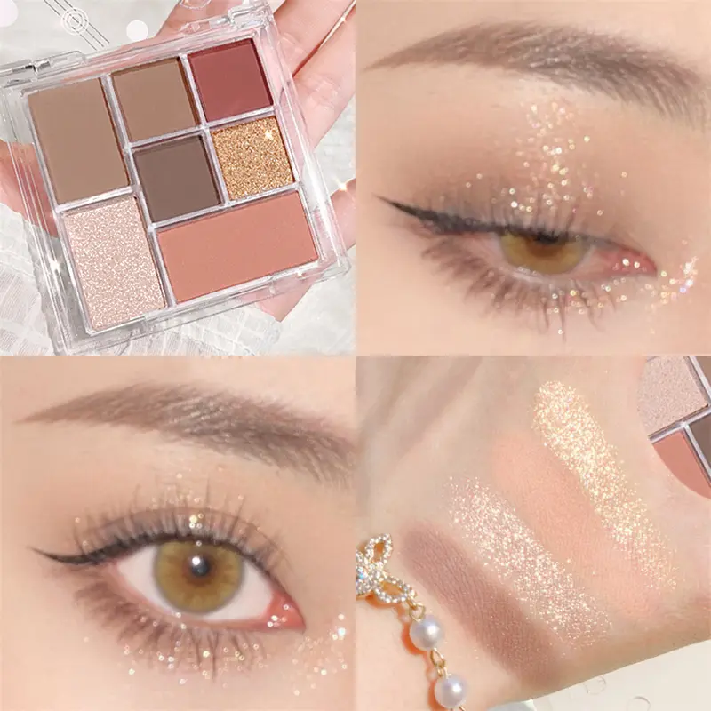 Lacenina-Bảng Phấn Mắt Lấp Lánh Mờ 7 Màu, Màu Đất, Ngọc Trai, Sáng Bóng, Mềm Mịn, Ánh Sáng Lung Linh Nằm, Tằm, Làm Sáng, Bút Đánh Dấu, Đường Viền Khuôn Mặt, Phấn Má Hồng, Trang Điểm, Đôi Mắt Quyến Rũ 3