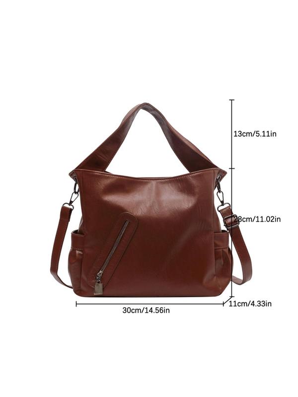 Women's Solid Large Capacity Tote Bag, Fashionable Casual Shoulder Bag for Work & Daily Used, Casual Trendy Versatile High-quality Daily Commuting Bag, Girl Fashionable Shopping Bag 2