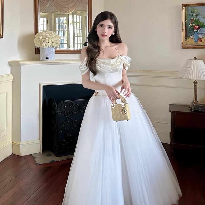 ĐẦM LƯỚI PHỐI PHI TRẮNG KÈM PHỤ KIỆN BƯỚM ĐI CHƠI, ĐI TIỆC, ĐI SỰ KIỆN SANG CHẢNH Nữ Dress Women