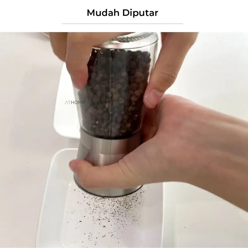 ATHOME Stainless Glass Salt Pepper Grinder / Botol Penggiling Garam Lada Manual 3