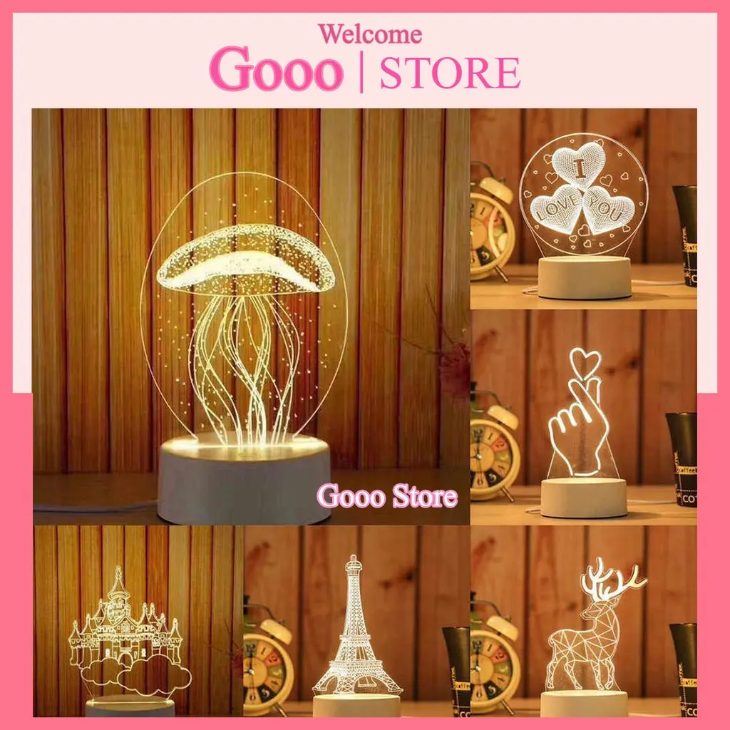 Đèn ngủ 3d trang trí decor phòng ngủ, thích hợp làm quà tặng sinh nhật tình yêu