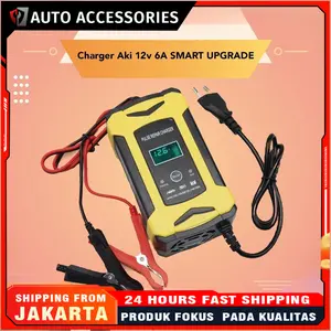 【COD,Kirim Sekarang】 NewSmart Charger Aki 6A 12V Mobil Motor Cas aki INTELLIGENT CHARGING SYSTEM
