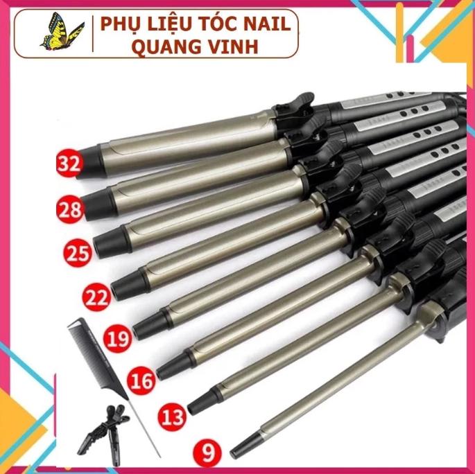Máy uốn tóc uốn lọn trục xoay được {đủ size 9 - 32} tặng 1 lược nhọn 2 kẹp cá sấu Nữ