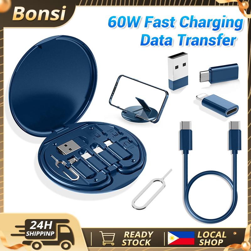 USB Cable Card Box Kit,5 in 1 Portable USB Adapter Card Storage ...
