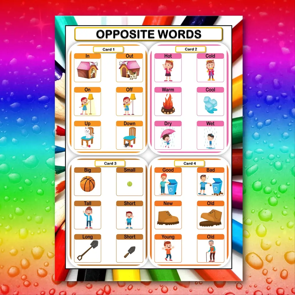 Opposite Sort Chart Educational chart reading opposite words educational chart laminated ...