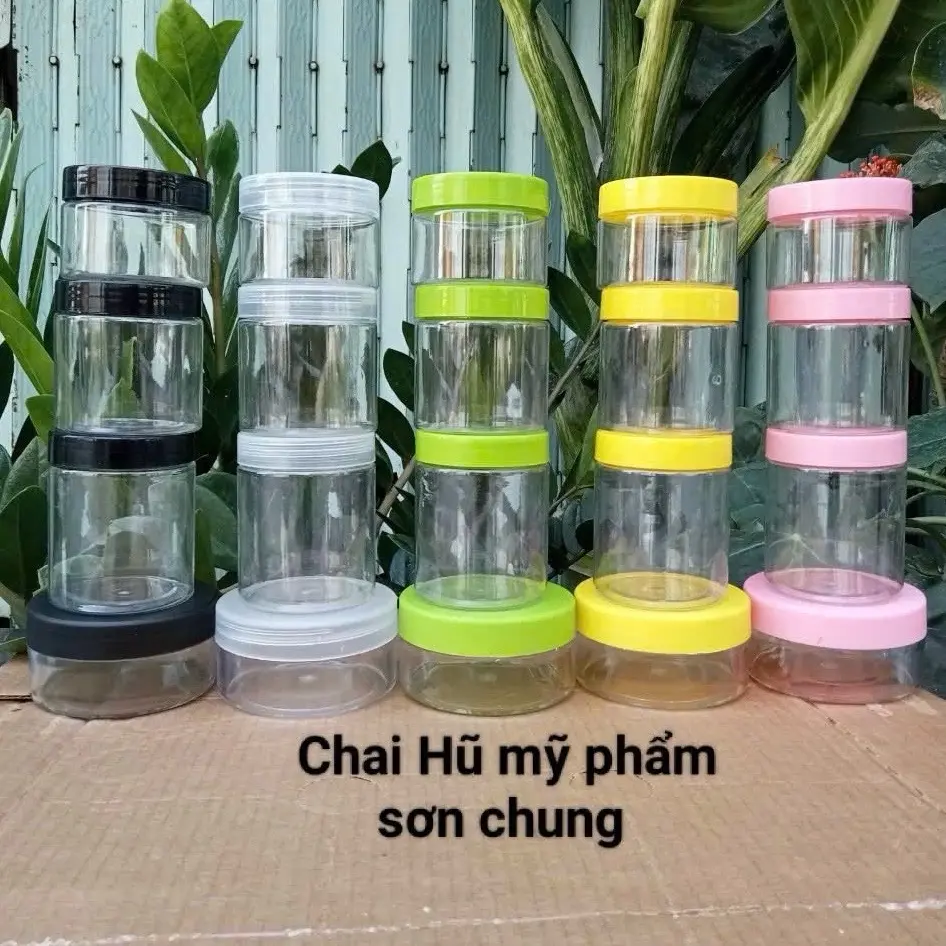(Combo 10)Hủ pét trong nắp nhiều màu 100g/200g/250g/300g dùng đựng kem body,đựng gia vi,đồ ăn..vv