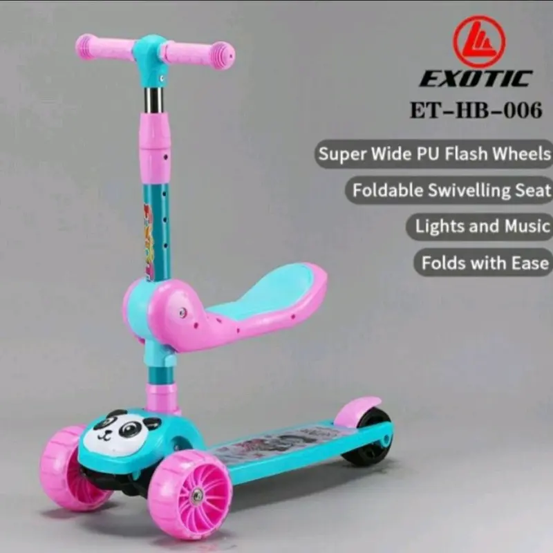 Skuter Duduk Exotic ET HB-006 Scooter Lipat HB006 Sekuter Anak HB 006 Musik Roda Tiga Otoped 1