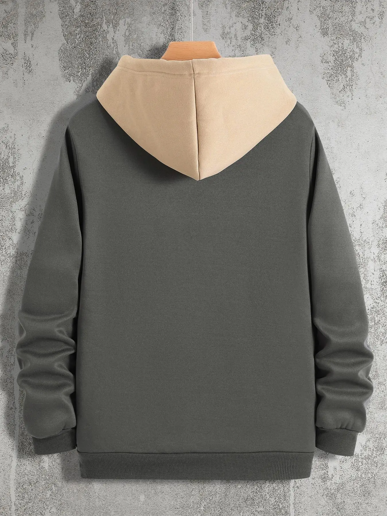 Men's Colorblock Letter Print Drawstring Essentials Hoodie, Casual Pocket Design Long Sleeve Top for Fall & Winter, Men's Clothes for Daily Wear, Streetwear Hoodies