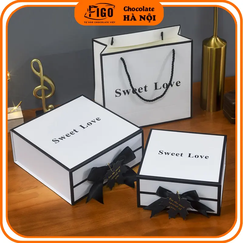 | 20*15*8 cm |Combo Hộp Quà tặng Sinh Nhật, Valentine Sweet Love, Hộp Kèm Túi Giấy, Giấy Rơm sang trọng