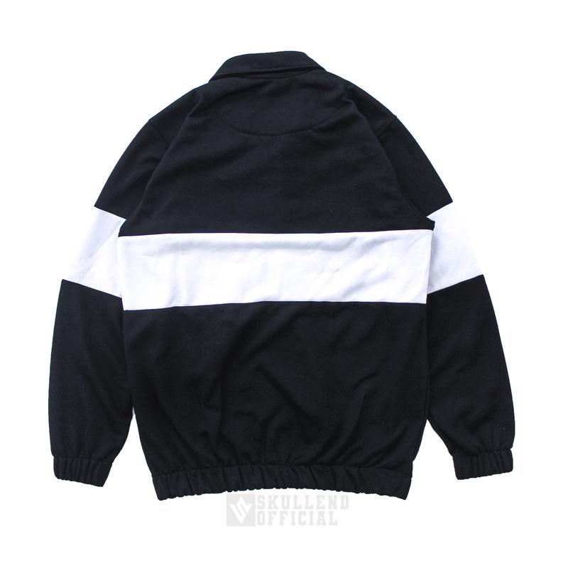 SKULLEND Rugby Vintage Sweater Hoodie  Premium panjang tebal Baju Pria Wanita Crewneck Hitam Sweatshirt  Kerah  Distro Casual Keren 1