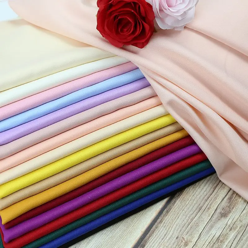 [Red Plum] Jxrjxin High Twist Flax Opaque Chiffon Fabric Solid Color Long Shirt Wide Leg Pants Dress Han Chinese Clothing Ethnic Clothing Fabric