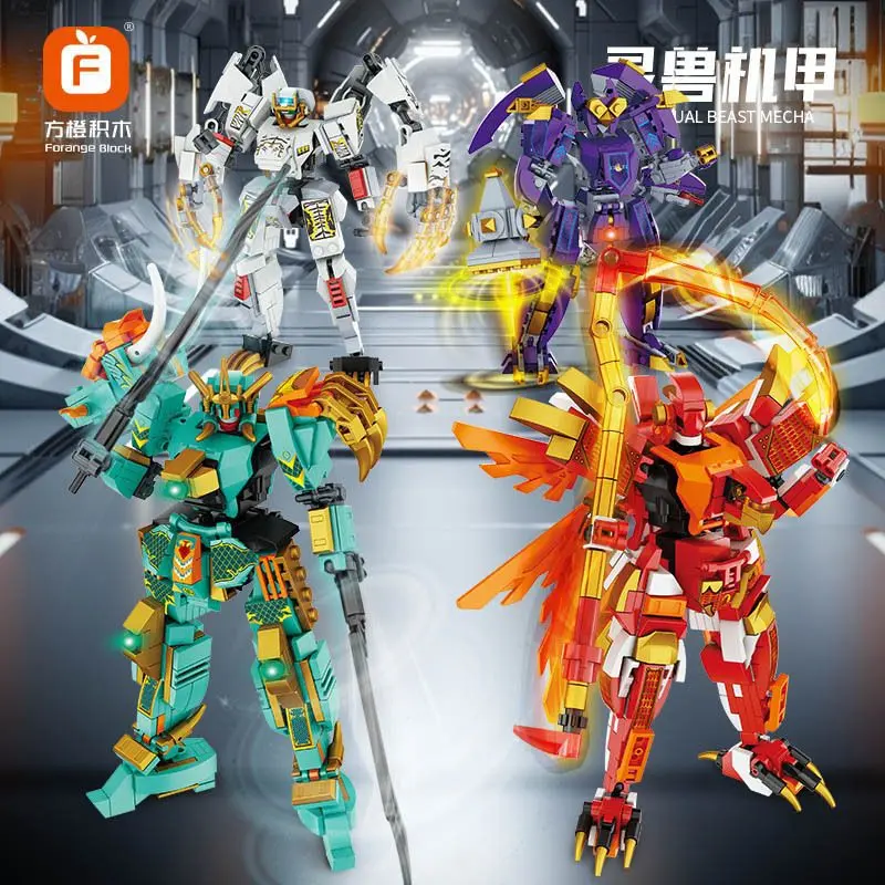 Quảng trường Cam 1509-44 Spirit Beast Năng lượng cao Mecha Westward Hành trình Ba Vương quốc Mô hình Mecha lắp ráp Khối đồ chơi Tương thích với Lego