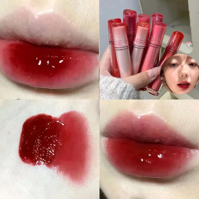  Son Bóng Tráng Gương Ánh Sáng Nước Trong Suốt HERORANGE 8 Màu Son Môi Làm Trắng 