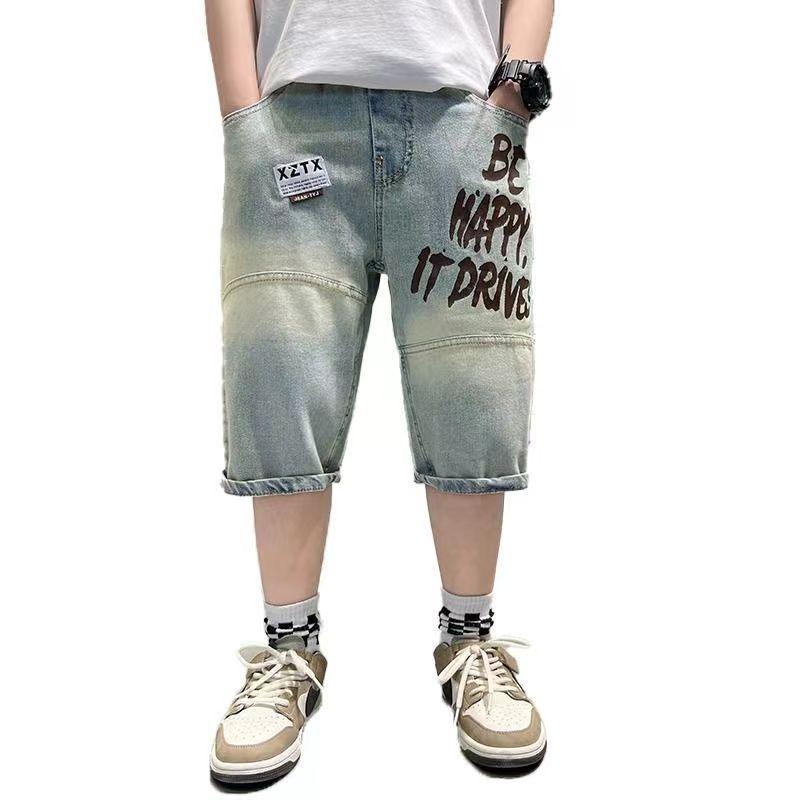 Quần Short Denim, Cho Bé Trai, Quần Cropped Mỏng Mùa Hè, Hàng Mới Về 2024, Dành Cho Trẻ Em Trung Bình Và Lớn, Phong Cách Hàn Quốc, Quần Mùa Hè 4