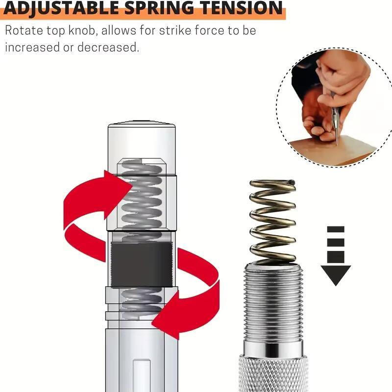 Product Introduction of Auto Center Puncher Hole Marker Wood Metal Steel Spring Load Kerner Drill Loor Heavy Duty Punch Carpentry Automatic Hand Tool 5