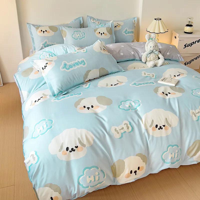 Product Introduction of EGW spring bedding set 3PCs cartoon Boys Girls bed linen Grey Lion pink bear pillowcase printed home linen for children kids 39