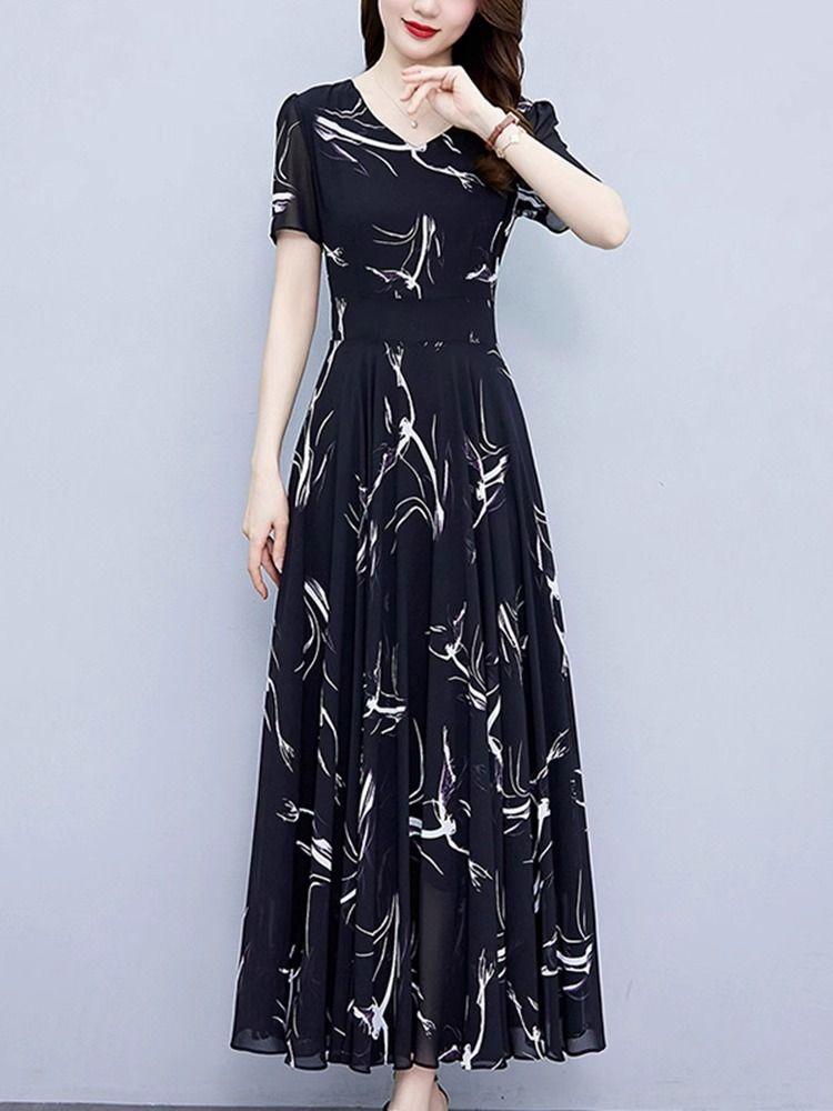 Product Introduction of Váy Cho Mẹ TRUNG NIÊN, Dành Cho Phụ Nữ, Bộ Sưu Tập Xuân Hè, Thiết Kế Hoa Thanh Lịch, Váy ngắn Tay Áo Mỏng, Ngoại Cỡ, Hàng Mới Về, 2024 Women Dress 8