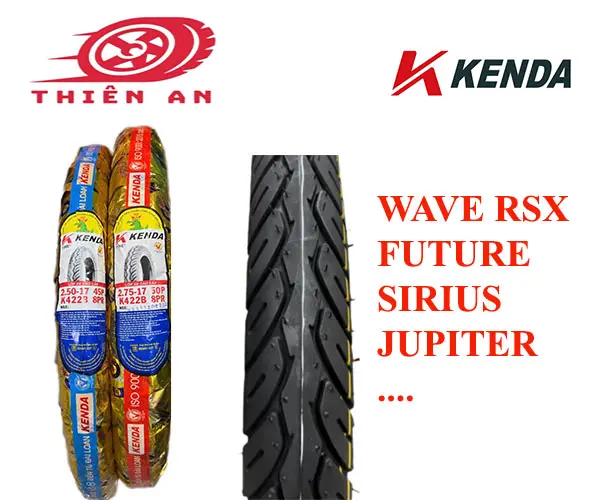 Lốp xe KENDA 2.5-17+2.75-17 cho Wave RSX, Future, Sirius, Jupiter... có sử dụng ruột