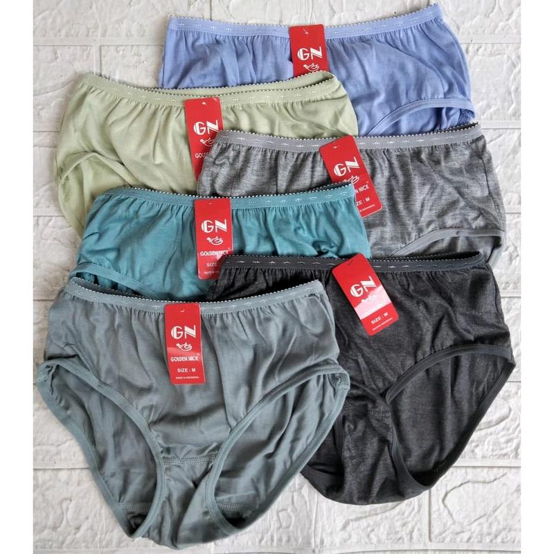 Paket 6 & 12 Celana Dalam Wanita Golden Nick 931 Katun Polos Soft Lembut Semi - Grosir Murah 6