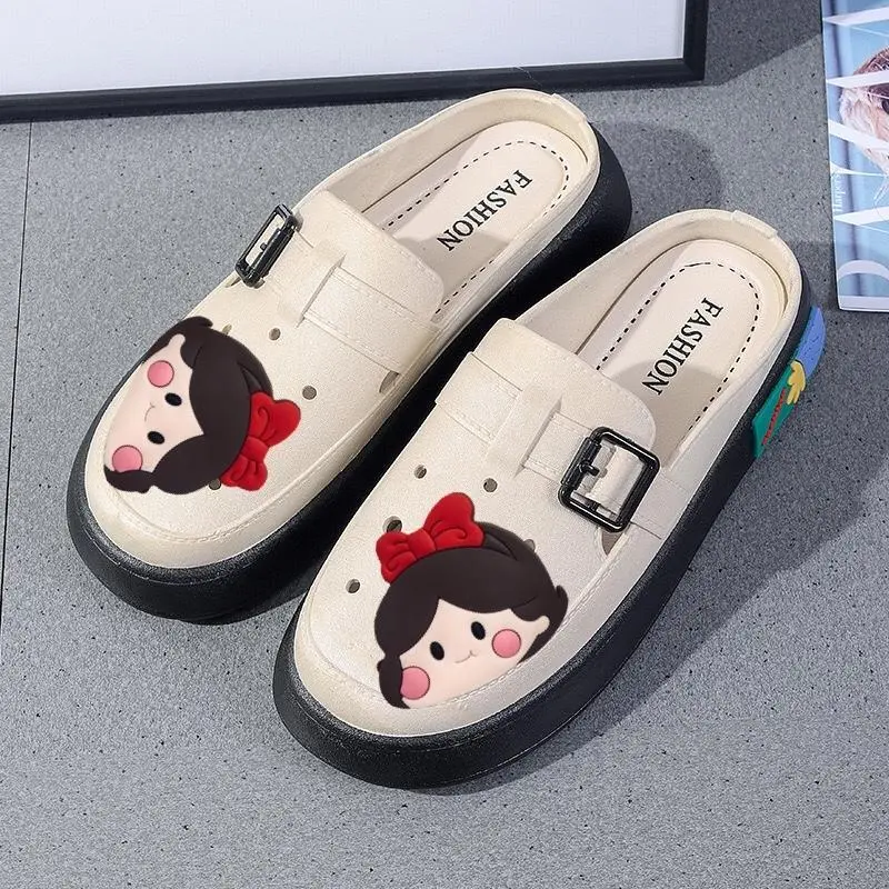 039Giày Lỗ Bao Đầu nữ 2024 đế dày mùa hè 2 màu DéP Shoes Slipper Women Kim Tuyến Đồng