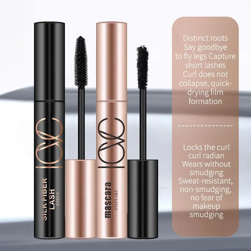 Long Lasting Eyelash Extensions Mascara & Graft Fiber Set, 2 Counts/set Eye Lashes Lengthening & Styling Mascara & Graft Fiber Stick 2