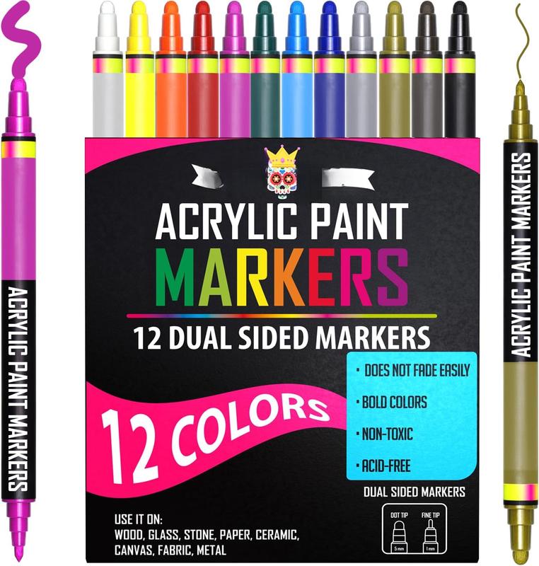 Markers Dual Tip (12 Pack) - Markers Pens for Rocks - Bold - TikTok Shop