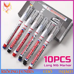 10pcs Spidol Pertukangan Long Nib 20mm Head Marker Waterproof Permanen Cepat Kering Oil Based