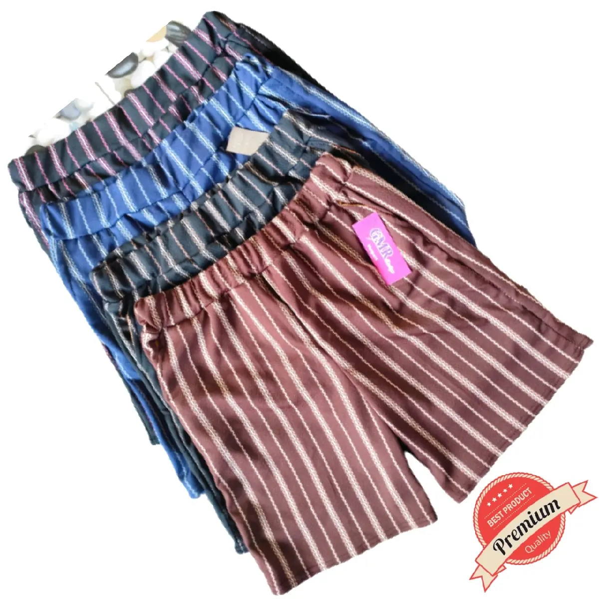 85K dapat 6 Pcs Celana Hotpants Wanita Diatas Lutut Motif Salur Melar Tebal Batik Shorts Pendek Santai