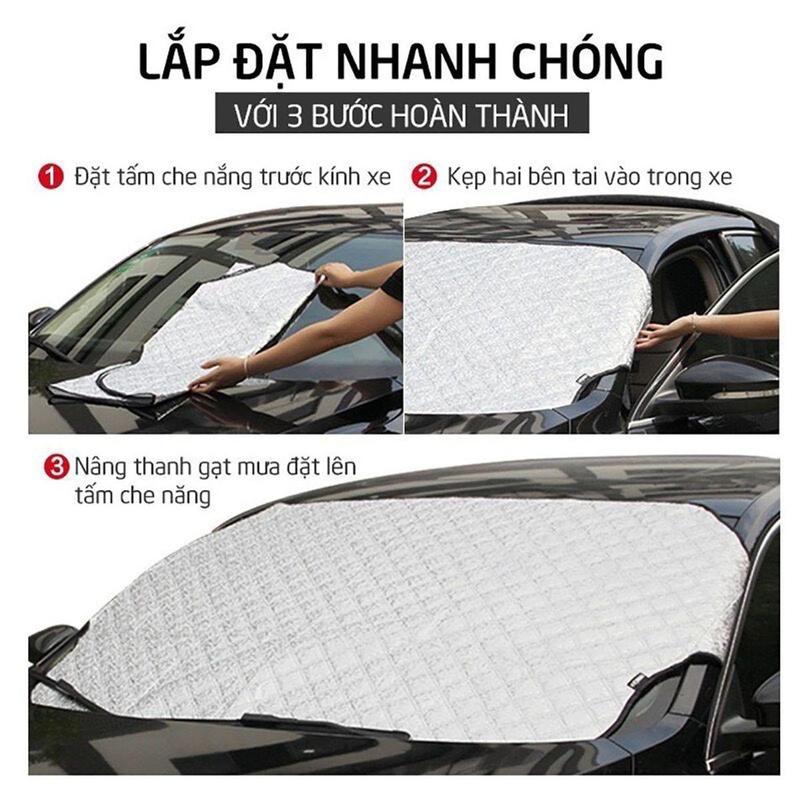 Bạt Phủ Che Nắng Kính Lái Ô Tô, Xe Hơi Chống Nóng Hiệu Quả 3 Lớp Tráng bạċ Cao Cấp 6