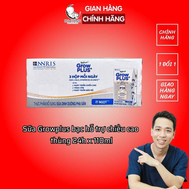 [Độc Quyền Mega] Thùng 24 hộp 110m - Growplus Height Boosting sữa nước công thức phát triển chiều cao thùng 24 hộp 110ml