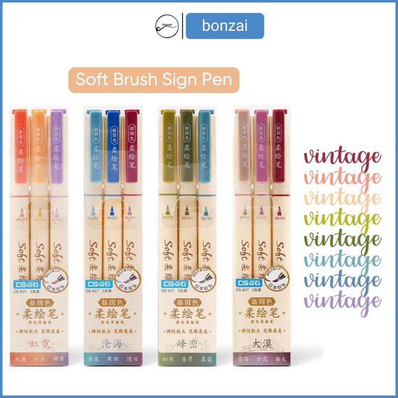 Bộ 3 bút Soft Brush Sign Pen luyện viết Calligraphy, Bullet Journal, Trang trí sổ