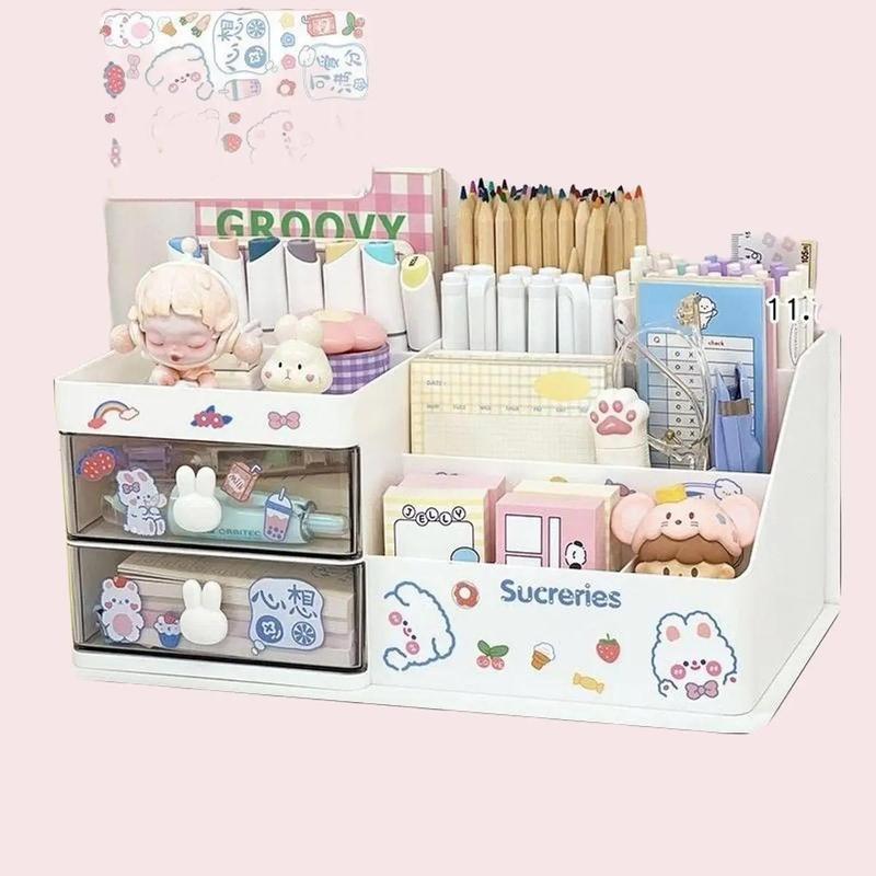 Hộp đựnġ bút để bàn 3 tầng kệ để đồ văn phòng decor bàn làm việc chia ngăn kéo đa năng - TẶNG KÈM STICKER DÁN TRANG TRÍ 1