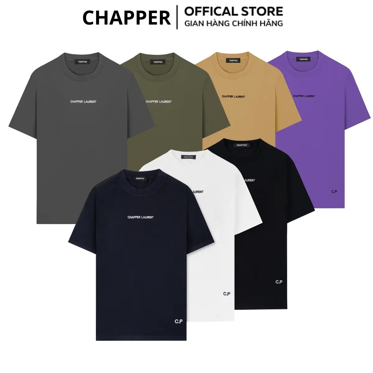Áo thun nam nữ CHAPPER cổ tròn form unisex, thêu chữ ngực, sườn, vải cotton thoáng mát - APCP012 Menswear