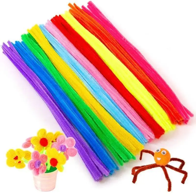 ของเล่นบิดแท่งสี Chenille Plush 50 ชิ้น DIY หัตถกรรมหลอดตุ๊กตา