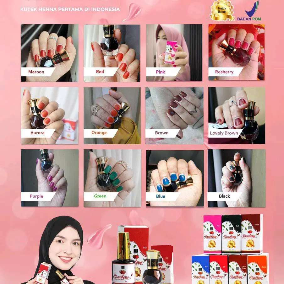 STRAWBERRY NAIL HENNA KUTEK HENNA KUKU Tangan Art