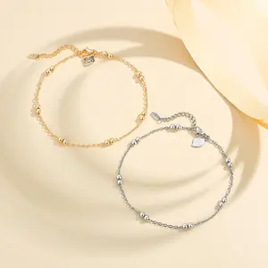 LM327 Gelang Kaki Sederhana Titanium Wanita Aksesori Gelang Kaki Bisa Disesuaikan