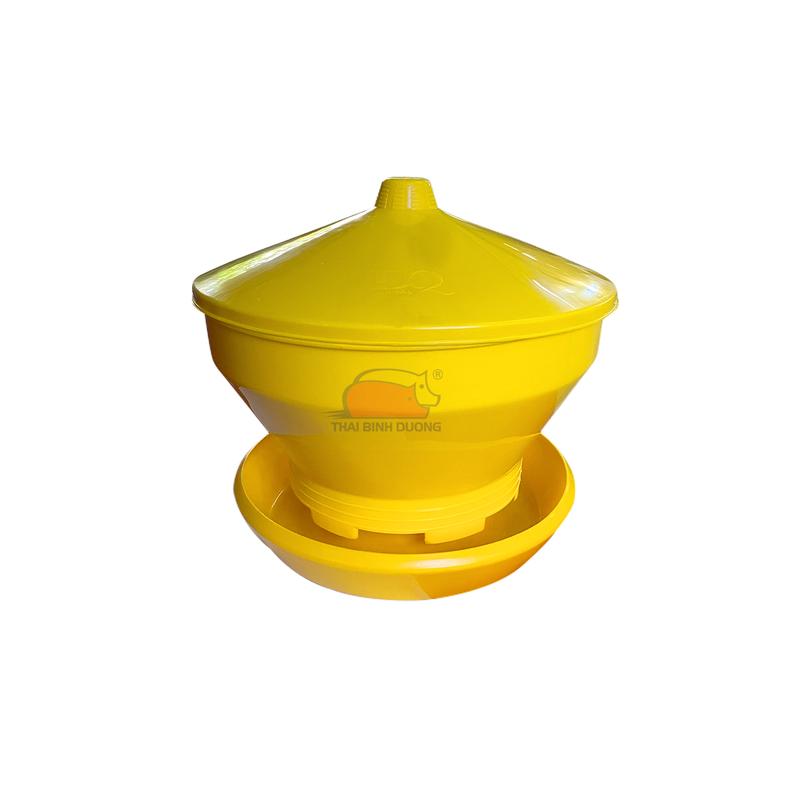  Máng ăn uống gà con xoay màu vàng bằng nhựa bao gồm nắp DQ chất lượng bền đẹp đựng 4kg cám - HH 1163 