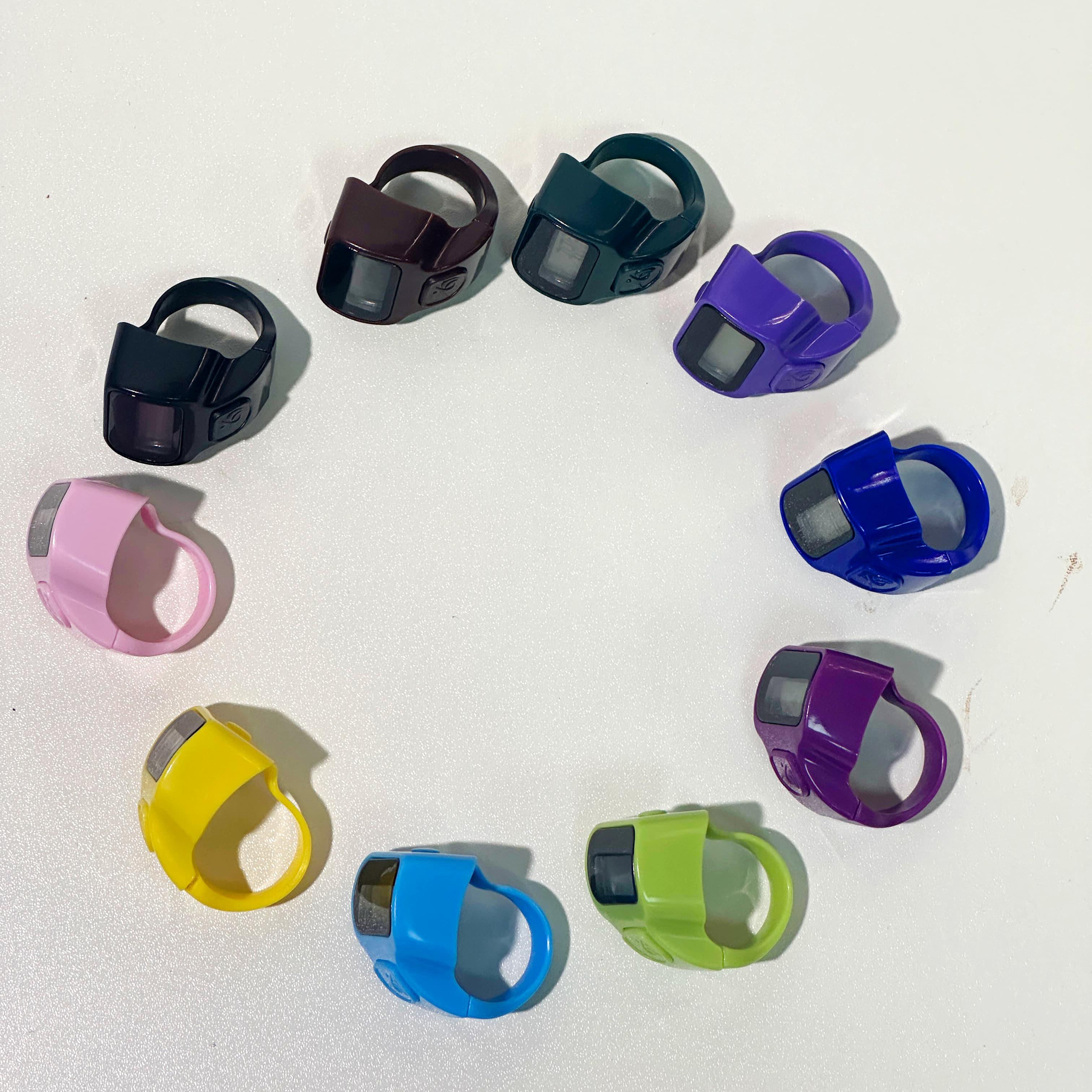 Cincin Tasbih Digital Led Alat Hitung Dzikir Perlengkapan Ibadah Alat Zikir Muslim Finger Counter Mini Motif Warna-warni