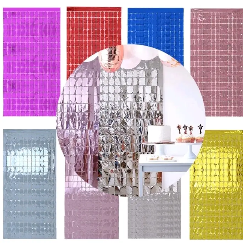 Tirai foil rumbai kotak / Backdrop curtain tirai foil kotak 4