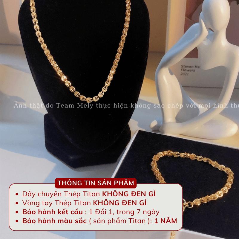 [KHÔNG ĐEN GỈ] Bộ Dây Chuyền Vòng tay thép Titan mạ vàng trang sức nữ 18K mắt xích đuôi Phượng Mely TT12 Women