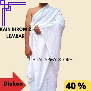 PAKAIAN KAIN PUTIH  IHRAM IHROM HAJI DAN UMROH 2 LEMBAR