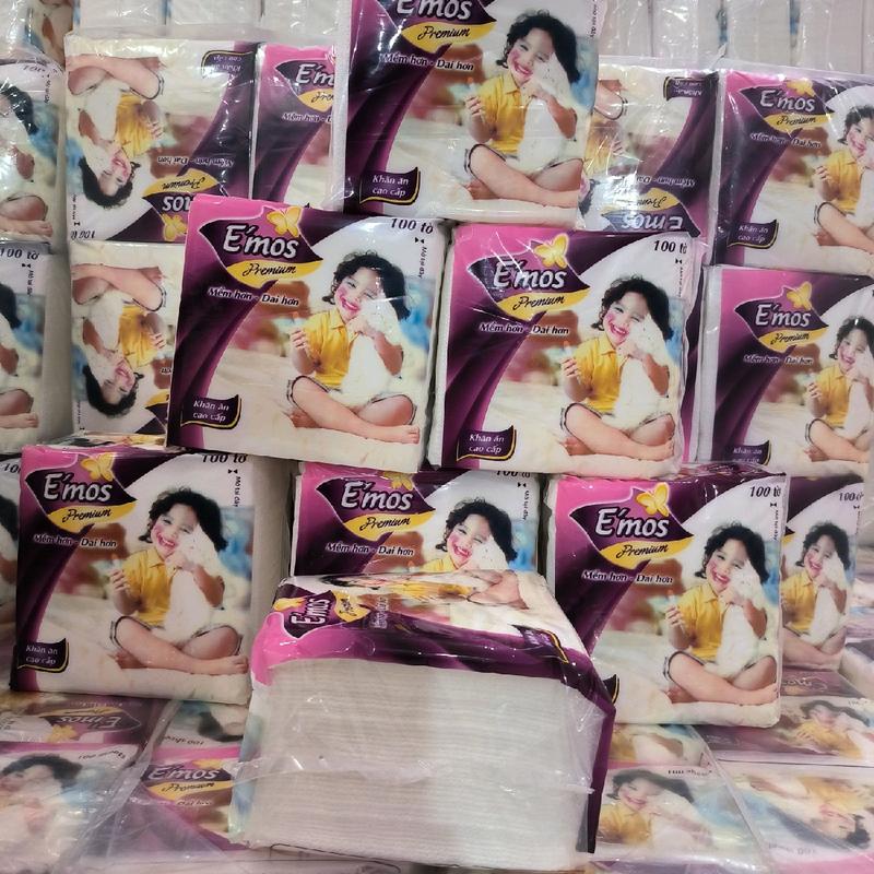 [ 15 gói e'moss khổ lớn ] khăn giấy Emos vuông khổ lớn (gói 50-55to) Giấy Ăn