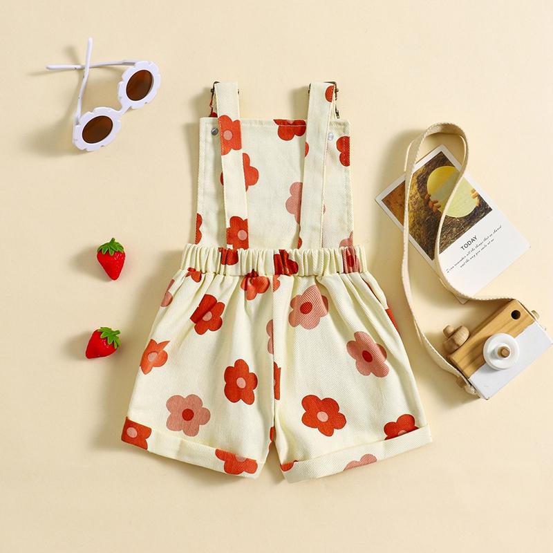Product Introduction of Pink/ White Toddler Kid Little Girl Denim Overalls Flower/Strawberry Print Jeans Overalls Strap Suspender Shorts Outfit 6 12 18 24 Months 2-6 Years Old Kid 44
