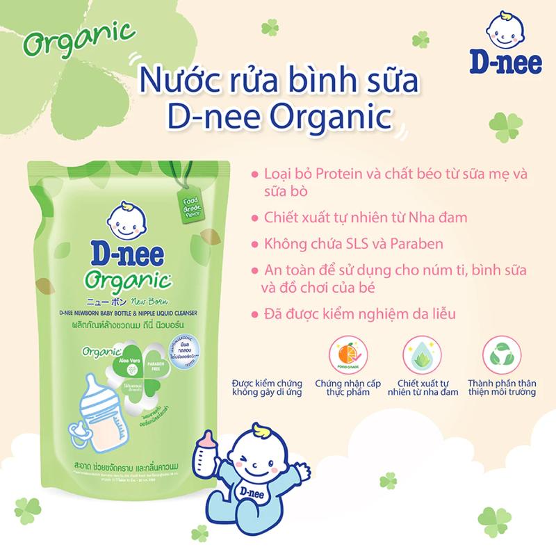 COMBO 2 Túi Nước rửa bình sữa Dnee Organic Thái Lan - An Toàn- Sạch Bình (DẠNG TÚI 600ml) 5